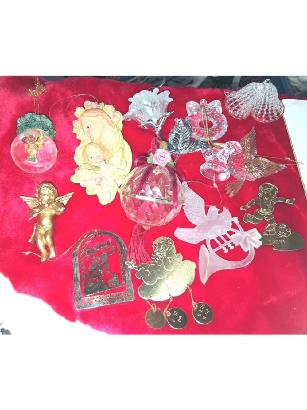 Vintage Christmas Ornament Collection With Glass Metal & Ceramic Angels Bells &